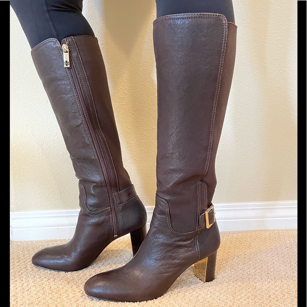 Tory Burch below the knee leather boots 2.5 inches heel